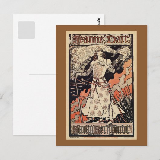 Sarah Bernhardt als Joan of Arc  theater en Briefkaart (Voorkant / Achterkant)