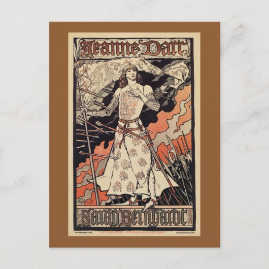Sarah Bernhardt als Joan of Arc  theater en Briefkaart (Voorkant)