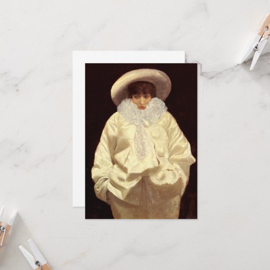 Sarah Bernhardt als Pierrot Kaart (Voorkant / Achterkant in situ)