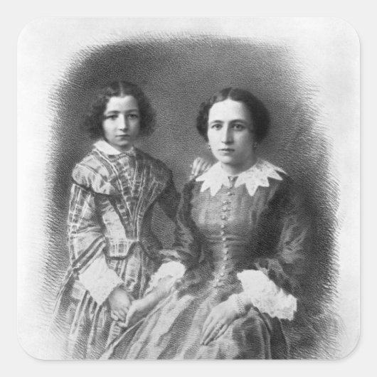 Sarah Bernhardt en haar moeder? Vierkante Sticker (Voorkant)