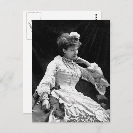 Sarah Bernhardt  Foto - 1877 Briefkaart (Voorkant / Achterkant)