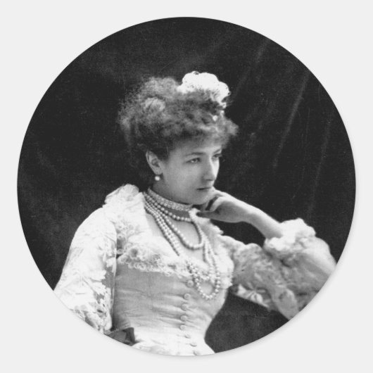 Sarah Bernhardt  Foto - 1877 Ronde Sticker (Voorkant)