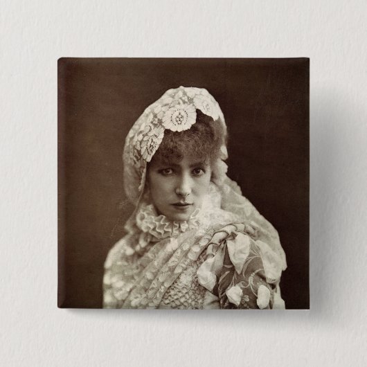 Sarah Bernhardt in de rol van Marion Delorme Vierkante Button 5,1 Cm (Voorkant)