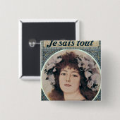 Sarah Bernhardt in Gismonda Vierkante Button 5,1 Cm (Voorkant /achterkant)