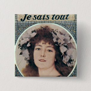 Sarah Bernhardt in Gismonda Vierkante Button 5,1 Cm