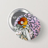 Sarah Bernhardt, La Dame aux Camélias, Mucha Fine Ronde Button 5,7 Cm (Voorkant /achterkant)