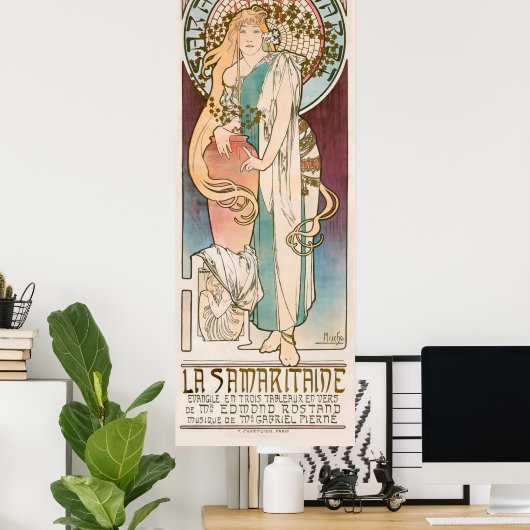 Sarah Bernhardt Le Samaritaine Art Nouveau Mucha Poster (Thuiskantoor)