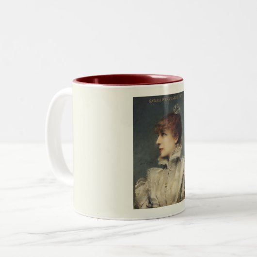 Sarah Bernhardt, Louise Abbéma Portrait Tweekleurige Koffiemok (Voorkant links)
