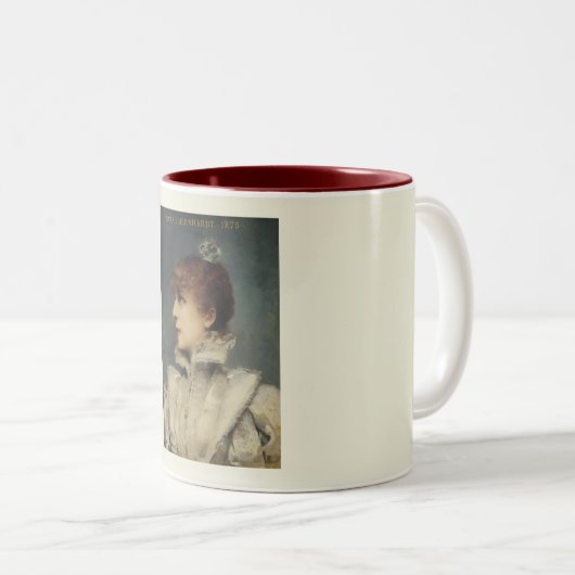 Sarah Bernhardt, Louise Abbéma Portrait Tweekleurige Koffiemok (Voorkant rechts)