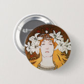 Sarah Bernhardt, Mucha Ronde Button 5,7 Cm (Voorkant /achterkant)