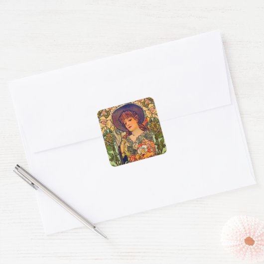 Sarah Bernhardt Tosca. Vierkante Sticker (Envelop)