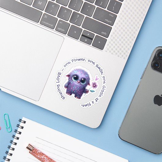 Sarah: De Liefde delen met gezegde Sticker (Laptop met iPhone)