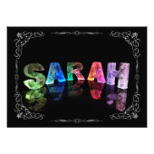 Sarah - De naam Sarah in 3D lichten (foto) Foto Afdruk (Voorkant)