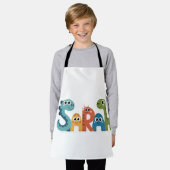 Sarah Dinosaur Naam Schattigee Dino Letters Design Schort (Gedragen)