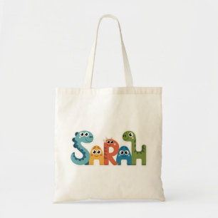 Sarah Dinosaur Naam Schattigee Dino Letters Design Tote Bag