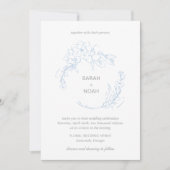 Sarah Dusty Blue Floral Wreath Modern Wedding Kaart (Voorkant)