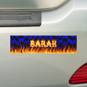 Sarah echt vuur en vlamt bumper sticker ontwerp. (Op auto)