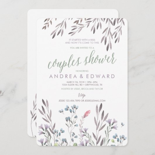 Sarah - Een wilde bloem bruiloft koppels douche Kaart (Voorkant / Achterkant)