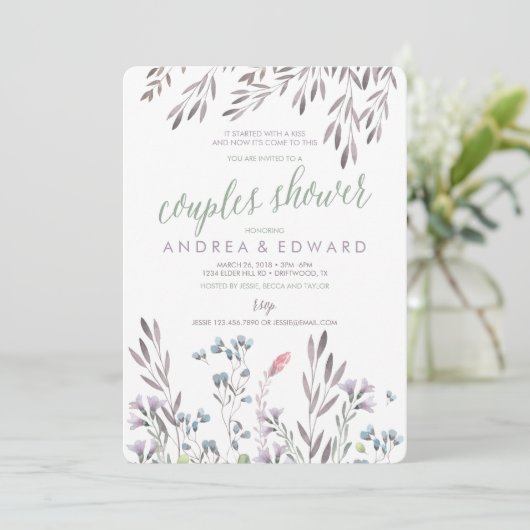 Sarah - Een wilde bloem bruiloft koppels douche Kaart (Staand voorkant)