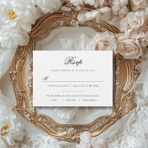 Sarah Elegant Black & White Meal Choice Wedding RSVP Kaartje