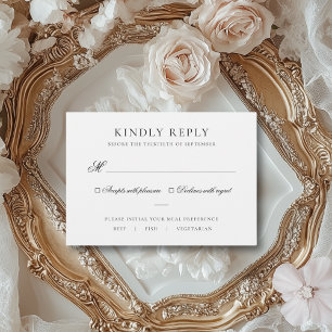 Sarah Elegant Black & White Meal Choice Wedding RSVP Kaartje