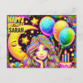 SARAH ~ GELUKKIGE VERJAARDAG ~ 3D Rainbow Girl ~ Briefkaart (Voorkant)