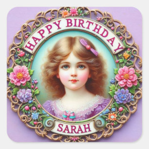 SARAH ~ GELUKKIGE VERJAARDAG ~ meisje ~ Vierkante Sticker