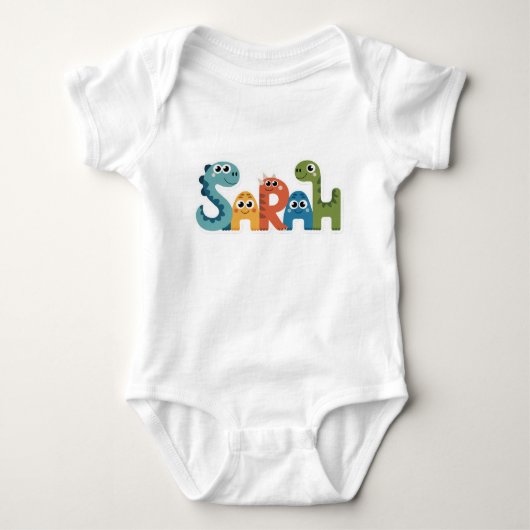 Sarah gepersonaliseerd dinosaurus Baby pak Romper (Voorkant)