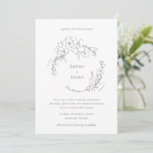 Sarah Grey Bloemenkrans Moderne bruiloft Kaart