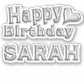 Sarah Happy Birthday silver Aufkleber Sticker (Voorkant)