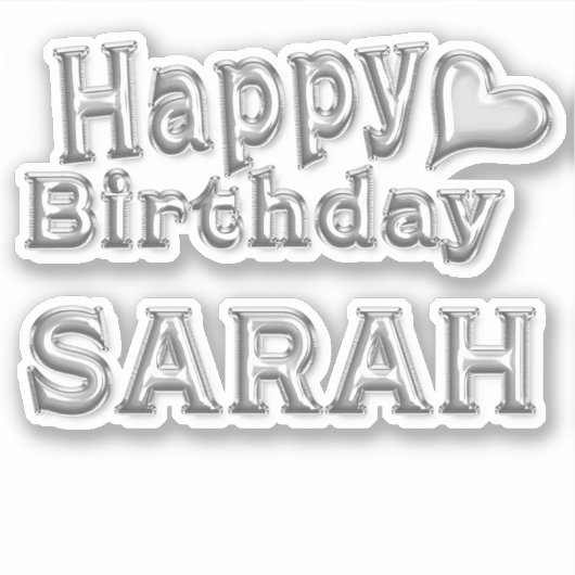 Sarah Happy Birthday silver Aufkleber Sticker (Voorkant)