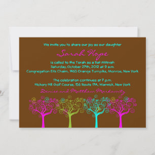Sarah Hope Custom Pink Bat Mitzvah Uitnodiging