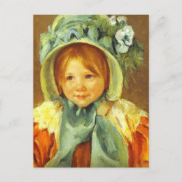 Sarah in een Groene Bonnet van Mary Cassatt Briefk Briefkaart