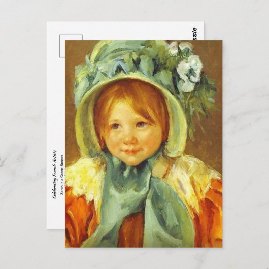 Sarah in een Groene Bonnet van Mary Cassatt Briefk Briefkaart (Voorkant / Achterkant)