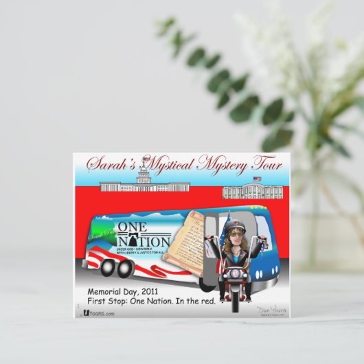 Sarah in het rood briefkaart (Staand voorkant)