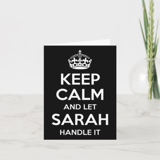 Sarah Keep Calm Gepersonaliseerde naam Grappige ve Kaart (Voorkant)