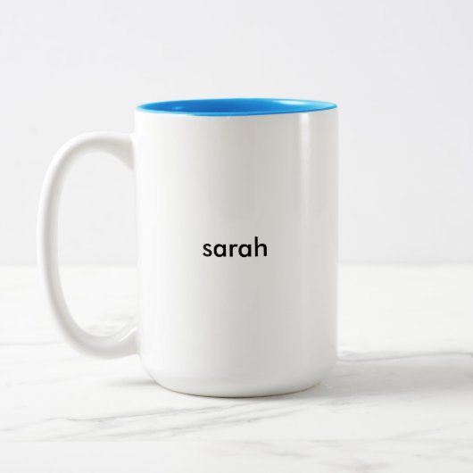 Sarah Light Blue 15 oz Two-Tone Mok (Links)