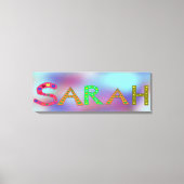 SARAH Meisje's Naam Schattige Letters Design Blauw Canvas Afdruk (Voorkant)