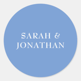 SARAH Modern Blauw Minimal Wedding Envelope Sticke Ronde Sticker