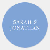 SARAH Modern Blauw Minimal Wedding Envelope Sticke Ronde Sticker (Voorkant)