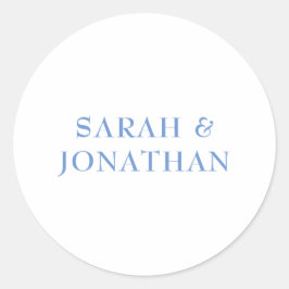 SARAH Modern Blauw Minimal Wedding Envelope Sticke Ronde Sticker