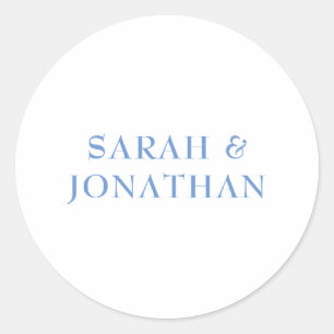 SARAH Modern Blauw Minimal Wedding Envelope Sticke Ronde Sticker