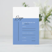 SARAH Modern Blauw Minimalistische Details Reactie RSVP Kaartje (Staand voorkant)