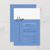 SARAH Modern Blauw Minimalistische Details Reactie RSVP Kaartje (Voorkant / Achterkant)