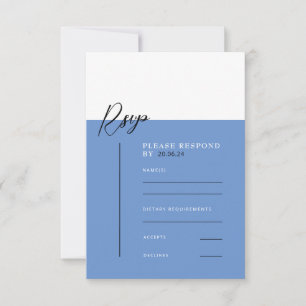 SARAH Modern Blauw Minimalistische Details Reactie RSVP Kaartje