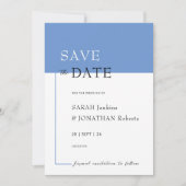 SARAH Modern Blue Minimalist Save The Date Kaart (Voorkant)