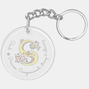 Sarah monogram letter s name and betekenend keyrin sleutelhanger