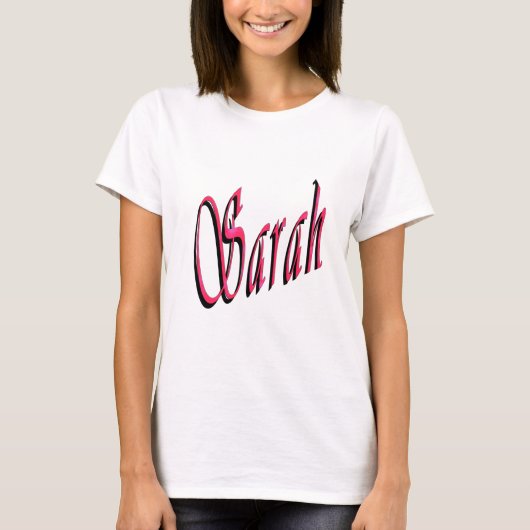 Sarah Naam In Rood En Roze, T-shirt (Voorkant)