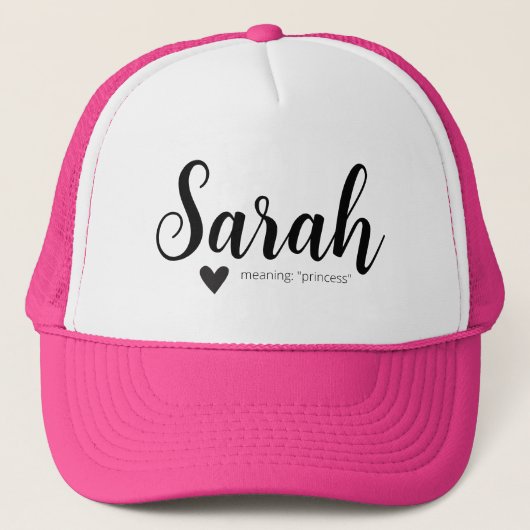Sarah Name Betekenis van de minimale moderne Manus Trucker Pet (Voorkant)