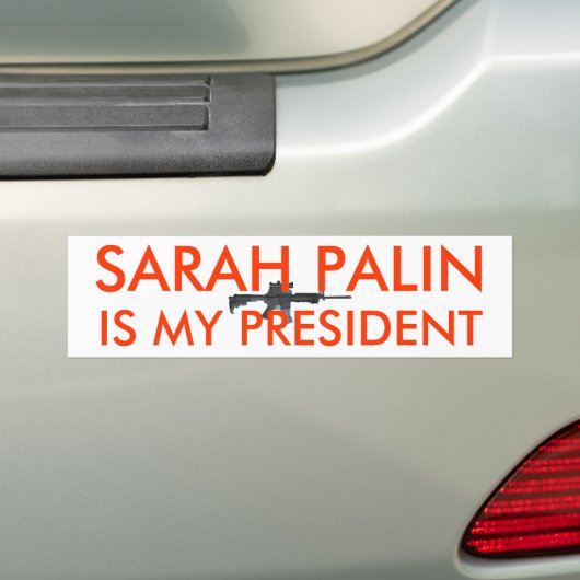 Sarah Palin is mijn President met pistool Bumpersticker (Op auto)